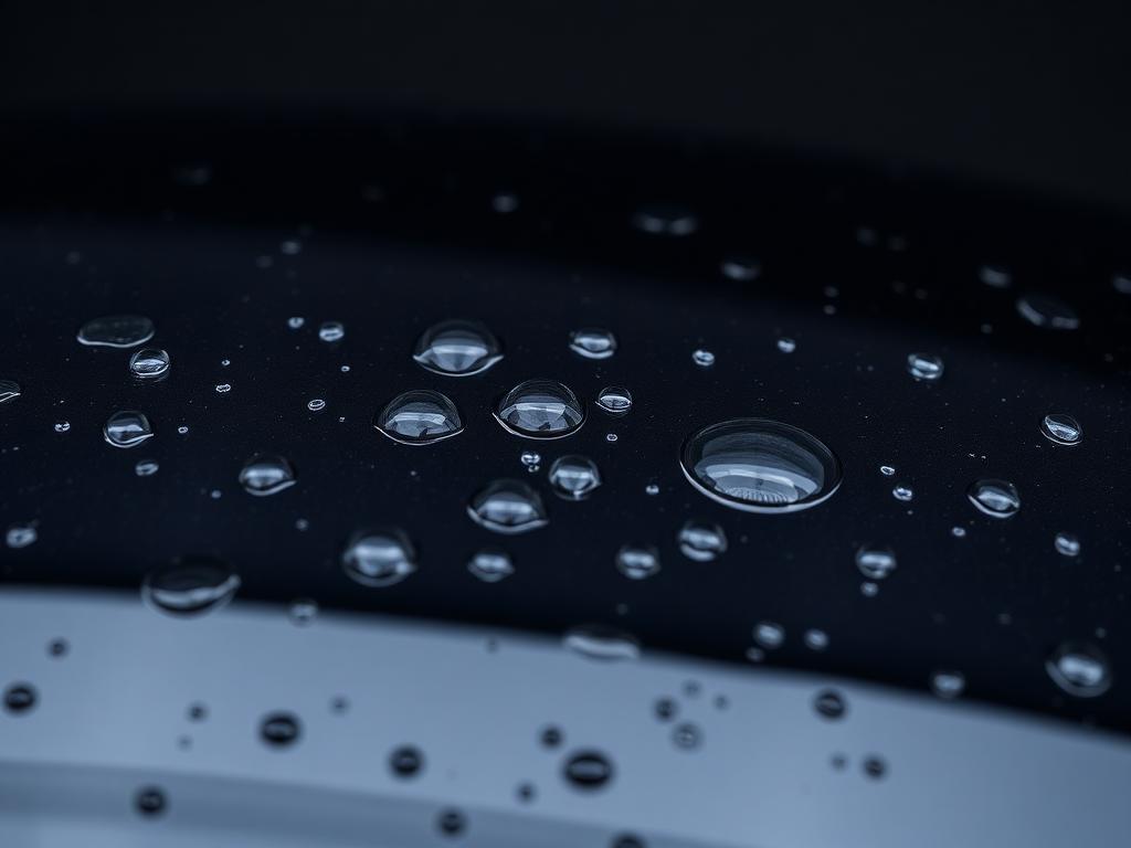 Gotas de agua sobre pintura tratada de un vehículo